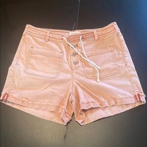 Anthropologie Chino Button Fly High Rise Pale Pink Shorts Size 30